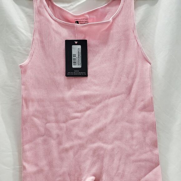 Pretty Little Thing Shape Baby Pink Contour Ribbed Scoop Neck Unitard Size Large - Picture 4 of 13